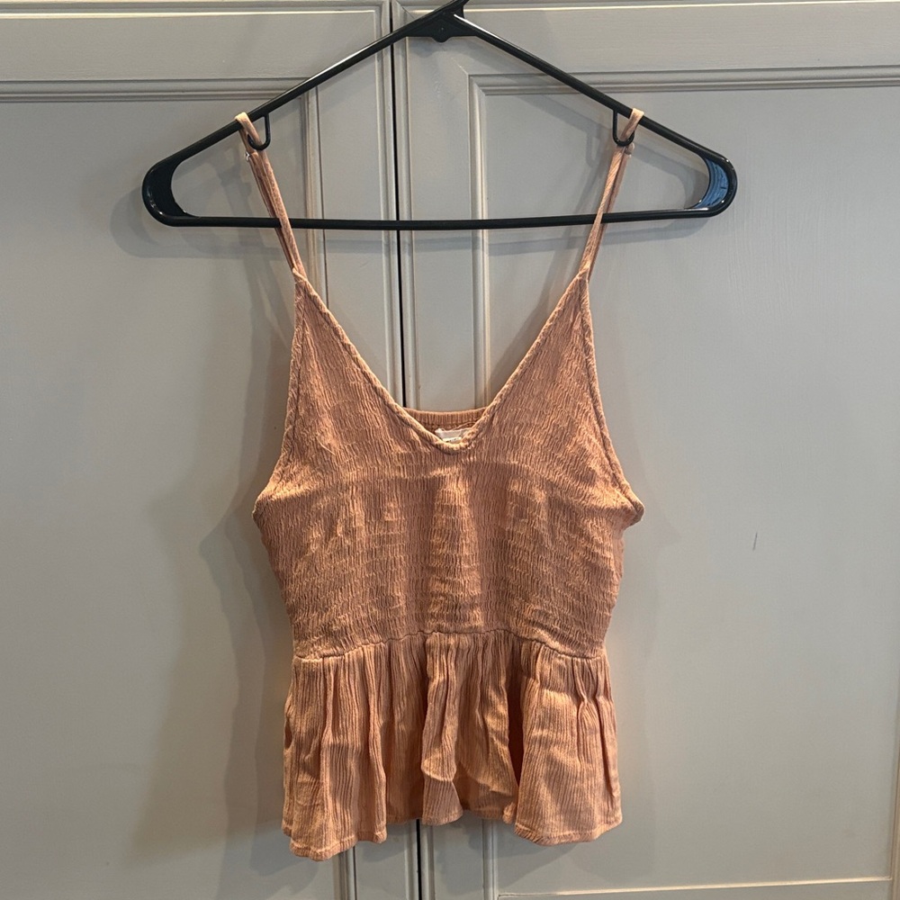 Peach Sleeveless Peplum Tank